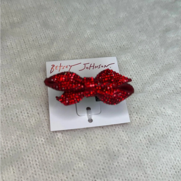 Betsy Johnson Christmas Ribbon Bow Sparkly Red Crystals Stretch Hardware… - Picture 4 of 9